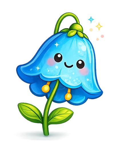 Friendly blue butterfly mascot illustration for BloomPlay.