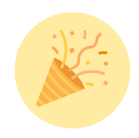 Orange party package icon for BloomPlay.