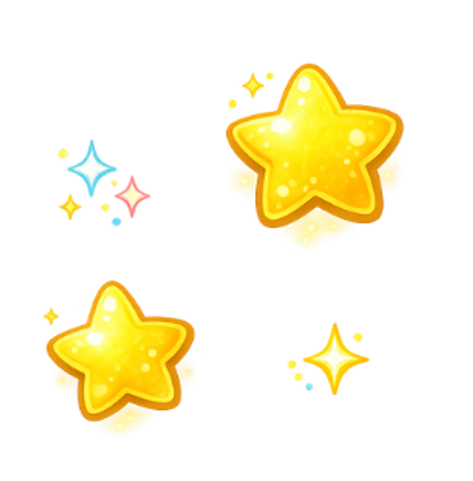 Decorative yellow sparkle graphics for the BloomPlay website.
