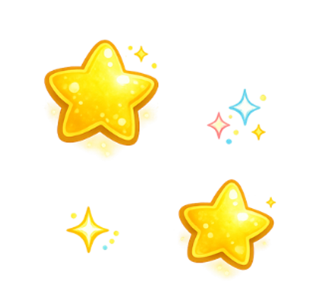 Decorative yellow sparkle illustrations for the BloomPlay website.