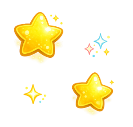 Decorative yellow sparkle graphics for BloomPlay birthday parties.