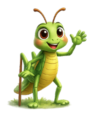 Colorful bug illustrations used throughout BloomPlay branding.