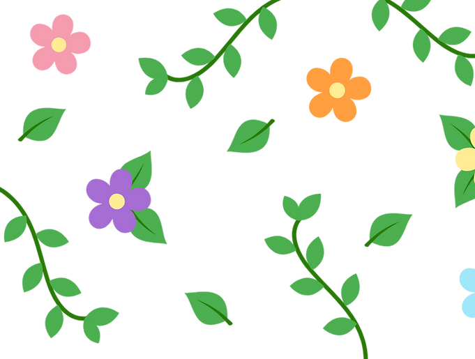 Decorative nature pattern with bugs and flowers for the BloomPlay website.